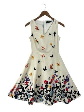IHot Butterfly Dress A-line White Novelty Print Sleeveless Feminine Mothcore SM